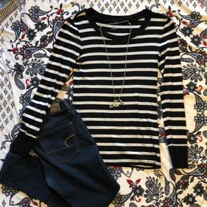 Gap, super soft, black and white long sleeve shirt
